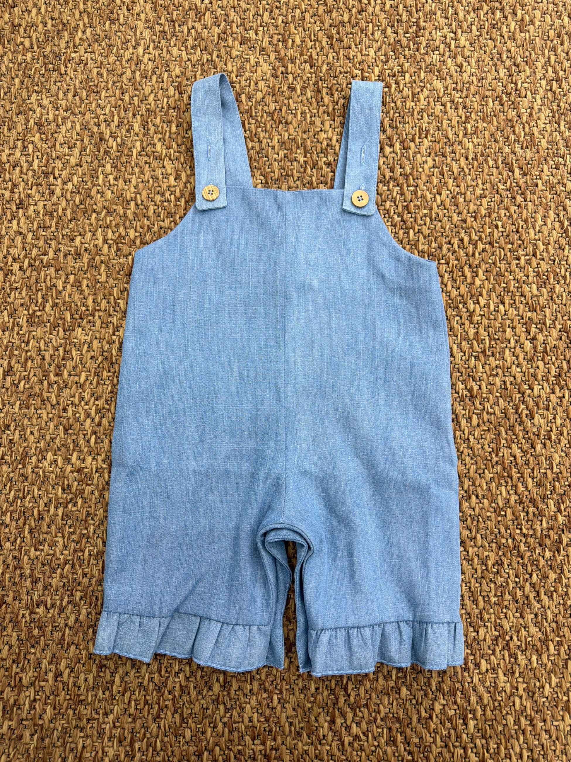 Salopette bambina denim con volant Cocodè