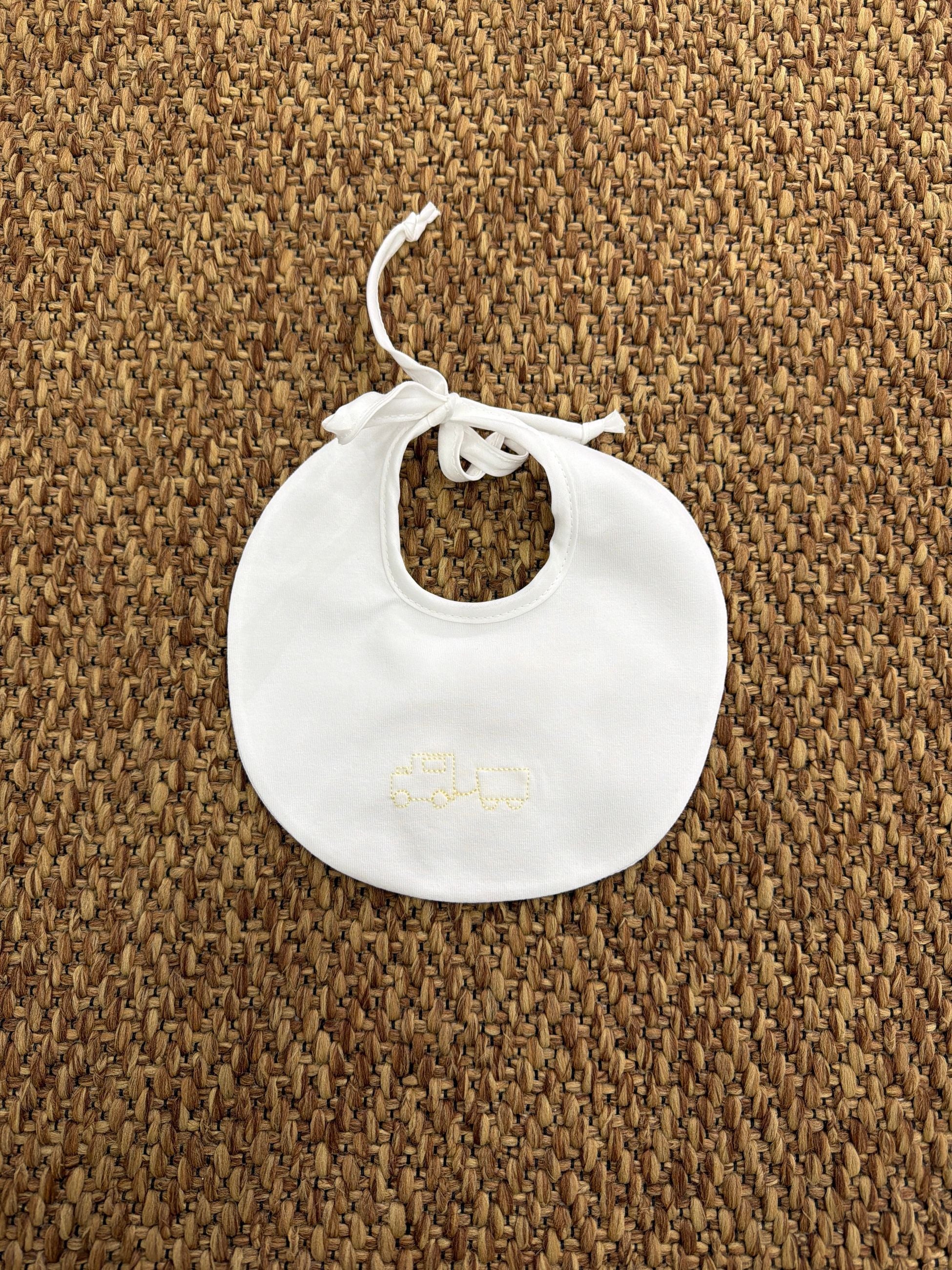 Bavetta neonati ricamo trenino Ninnaoh