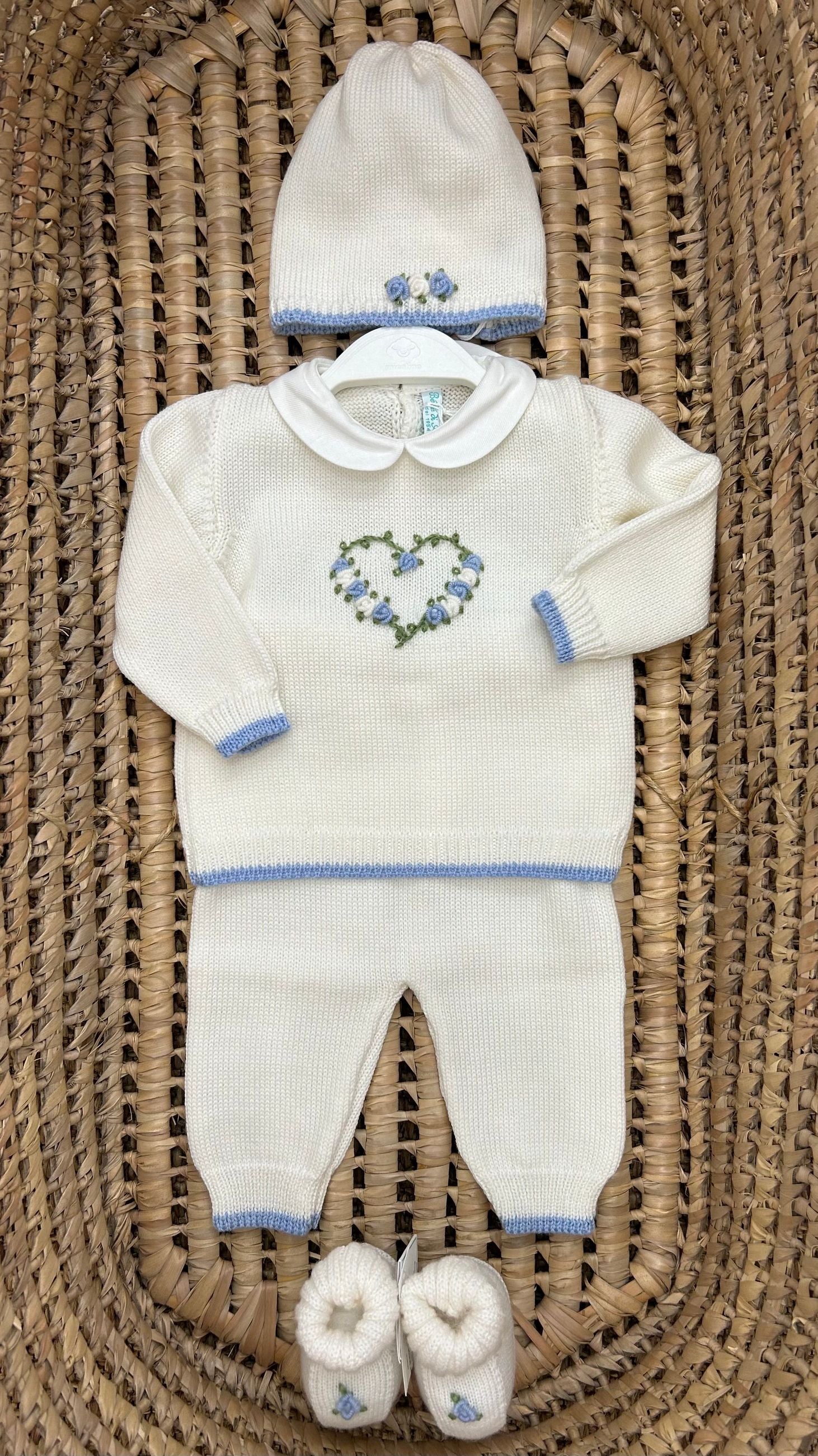 Set nascita neonata cuore con roselline Bebè di Almy