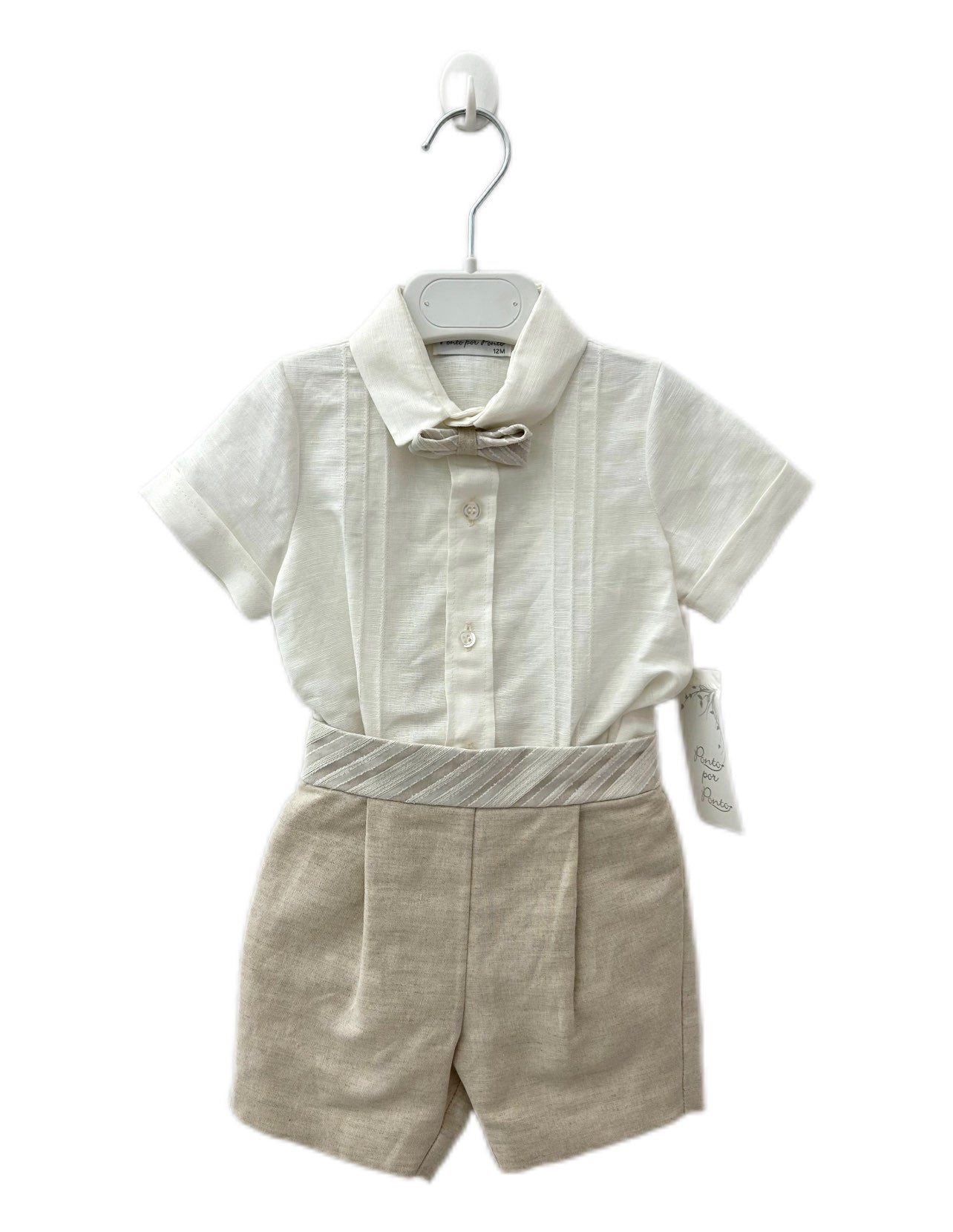 Completo bimbo in lino con papillon Ponto por Ponto
