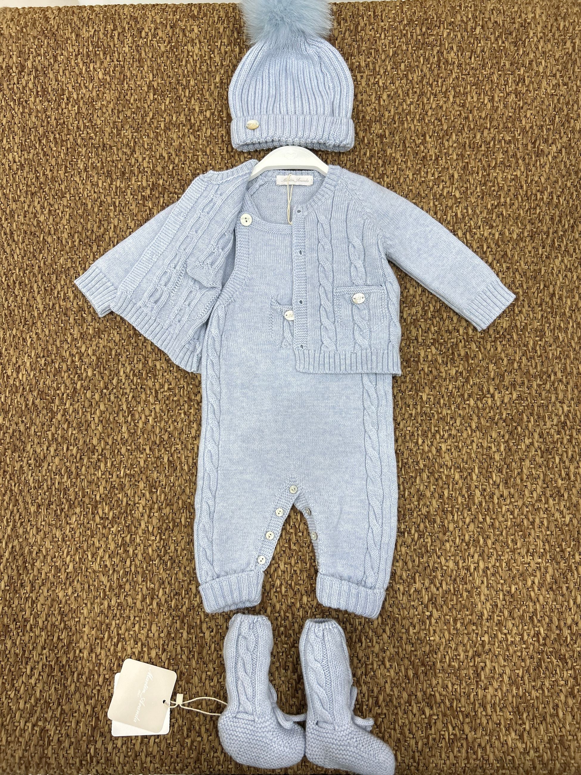 Completo neonato 2pz trecce lana Martin Aranda