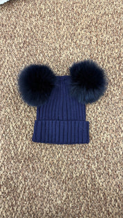 Cappello bimbi a costine con 2 pon pon Enfant Made in Italy