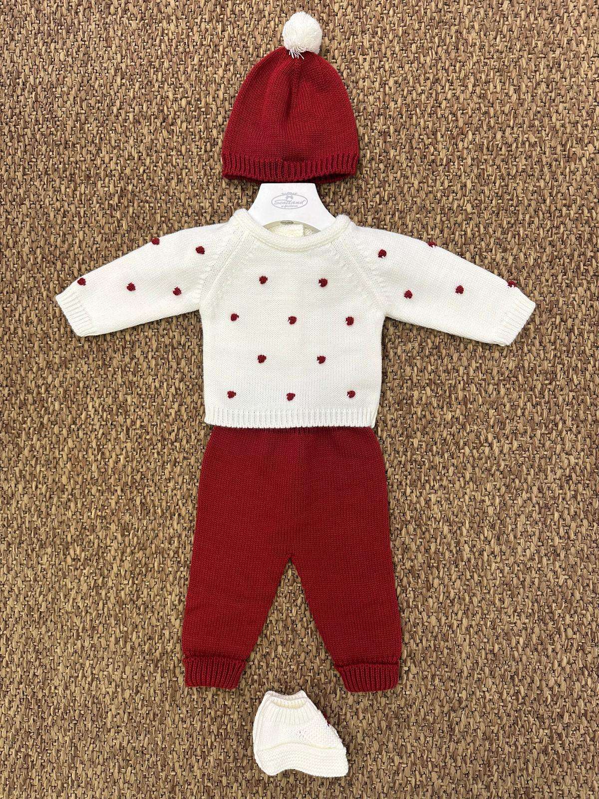 Completo neonati 2pz pois con cappello e scarpine Sardon