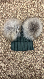 Cappello bimbi a costine con 2 pon pon Enfant Made in Italy