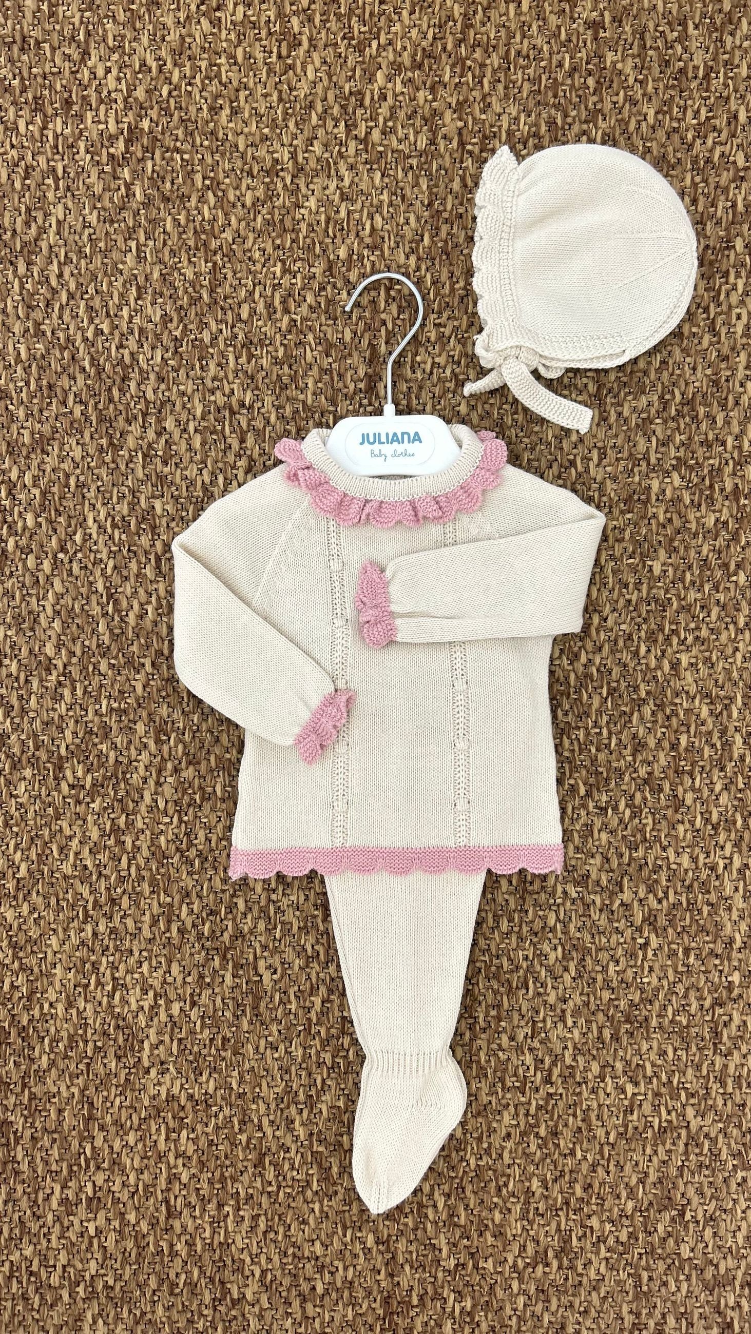 Set nascita neonata 3pz volant Juliana