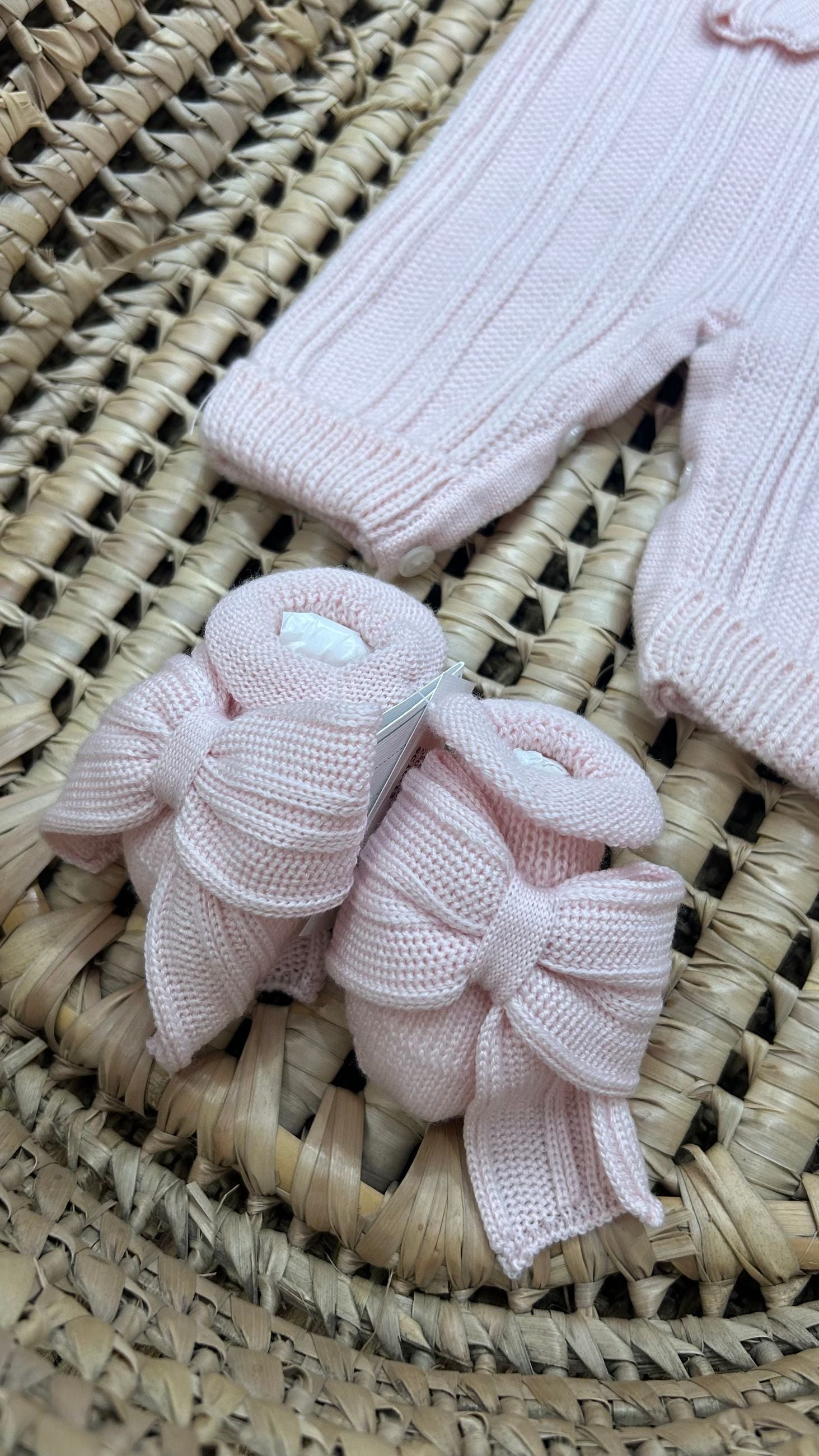 Set nascita neonata costine con fiocco Bebè di Almy