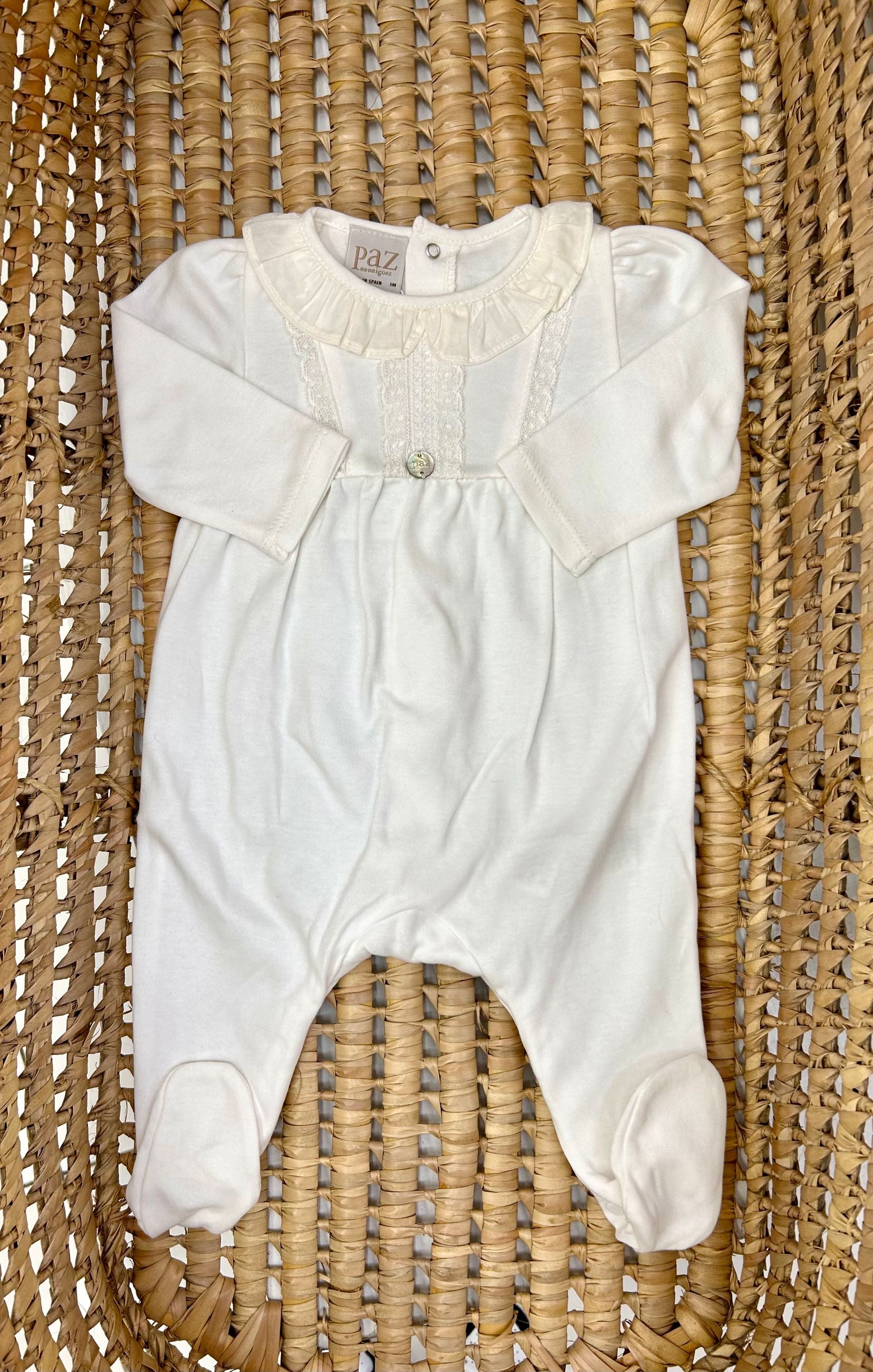 Tutina neonata con collo volant Paz Rodriguez