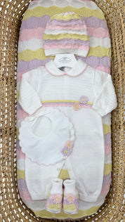Completo nascita neonata tutina con fiorellini Marlù