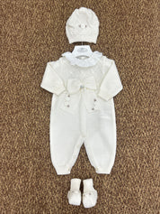 Tutina neonata roselline con cappello e scarpine Marlù