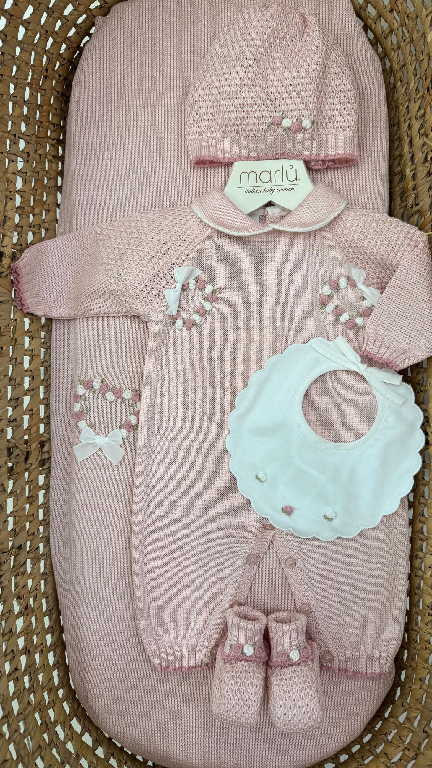 Tutina neonata con fiorellini e fiocchettini Marlù