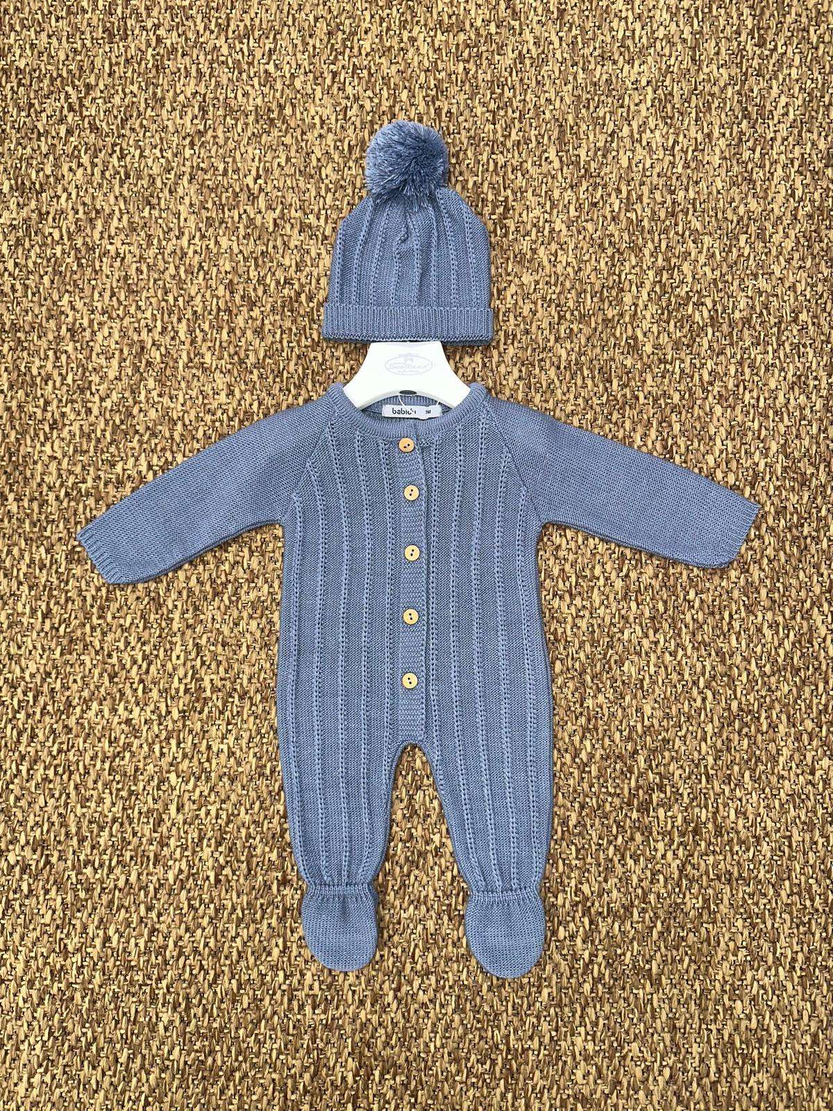 Tutina neonati a coste con cappellino pon pon Babidu