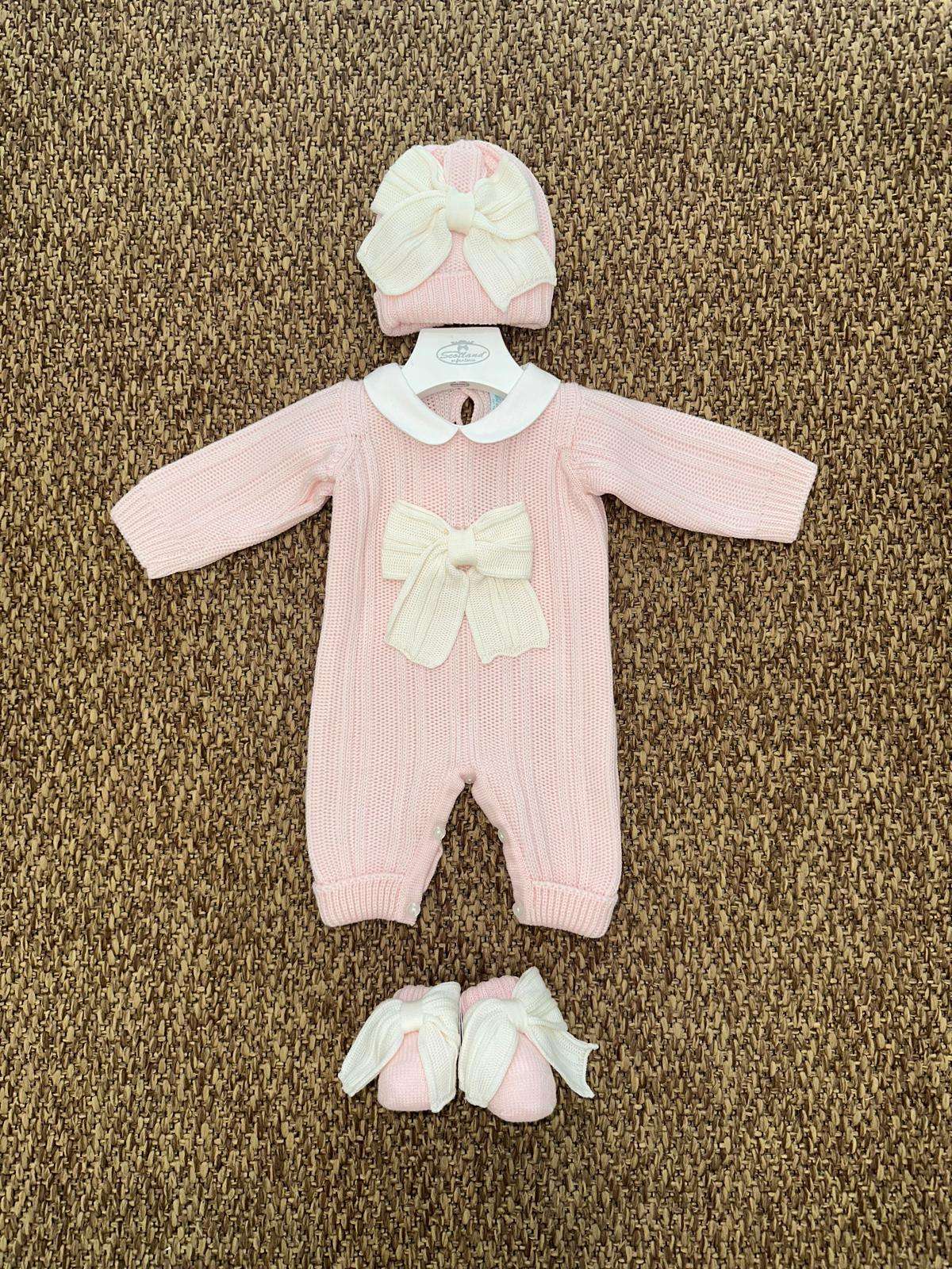Tutina neonata fiocco con cappellino e scarpine Bebè di Almy