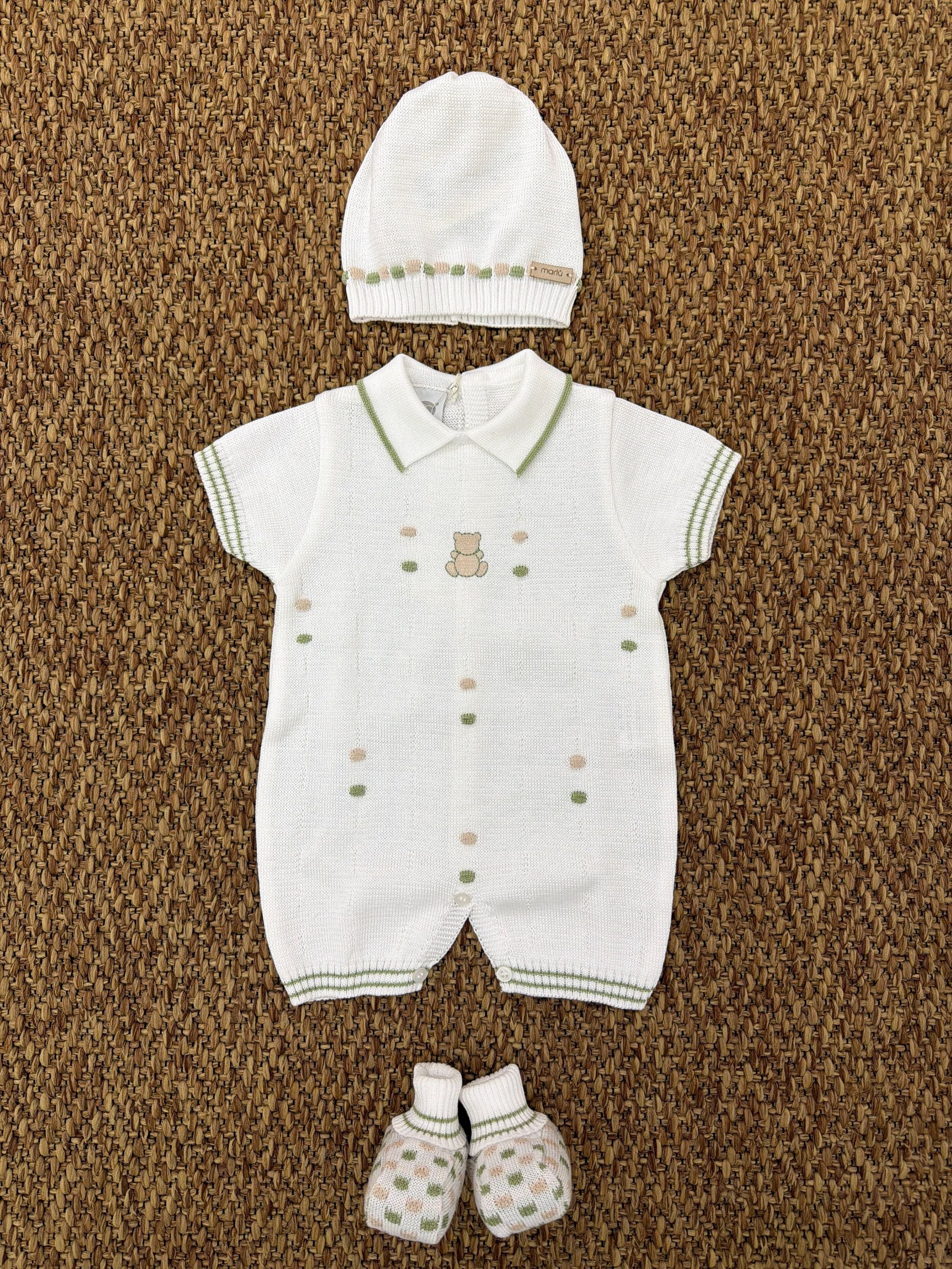 Tutina neonati orsacchiotto con cappellino e scarpine Marlù