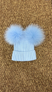 Cappello bimbi a costine con 2 pon pon Enfant Made in Italy