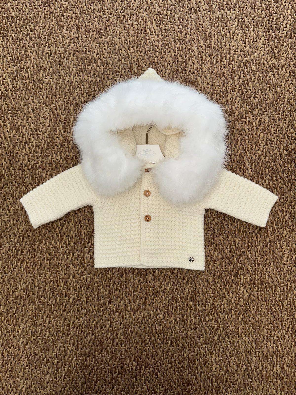 Cappotto neonato con cappuccio in pellicciotto Paz Rodriguez