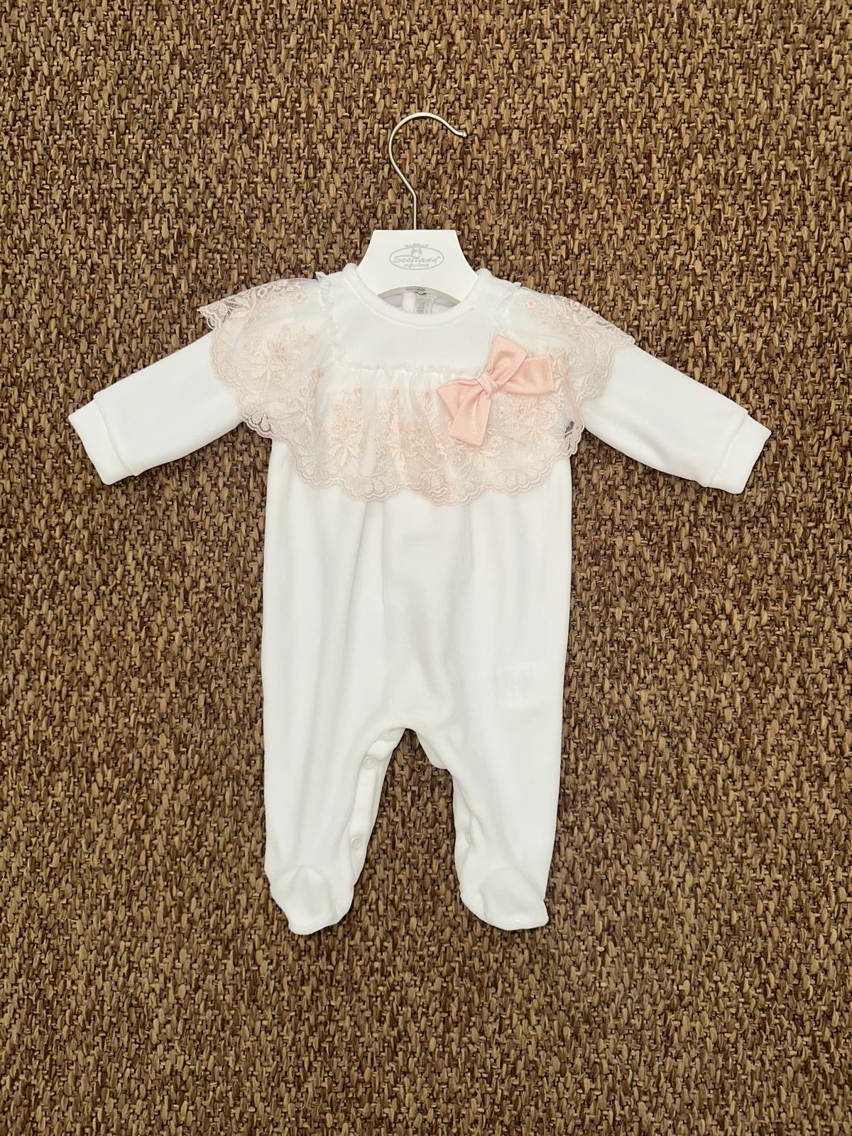 Tutina neonata con collo in merletto Teto&Tatta