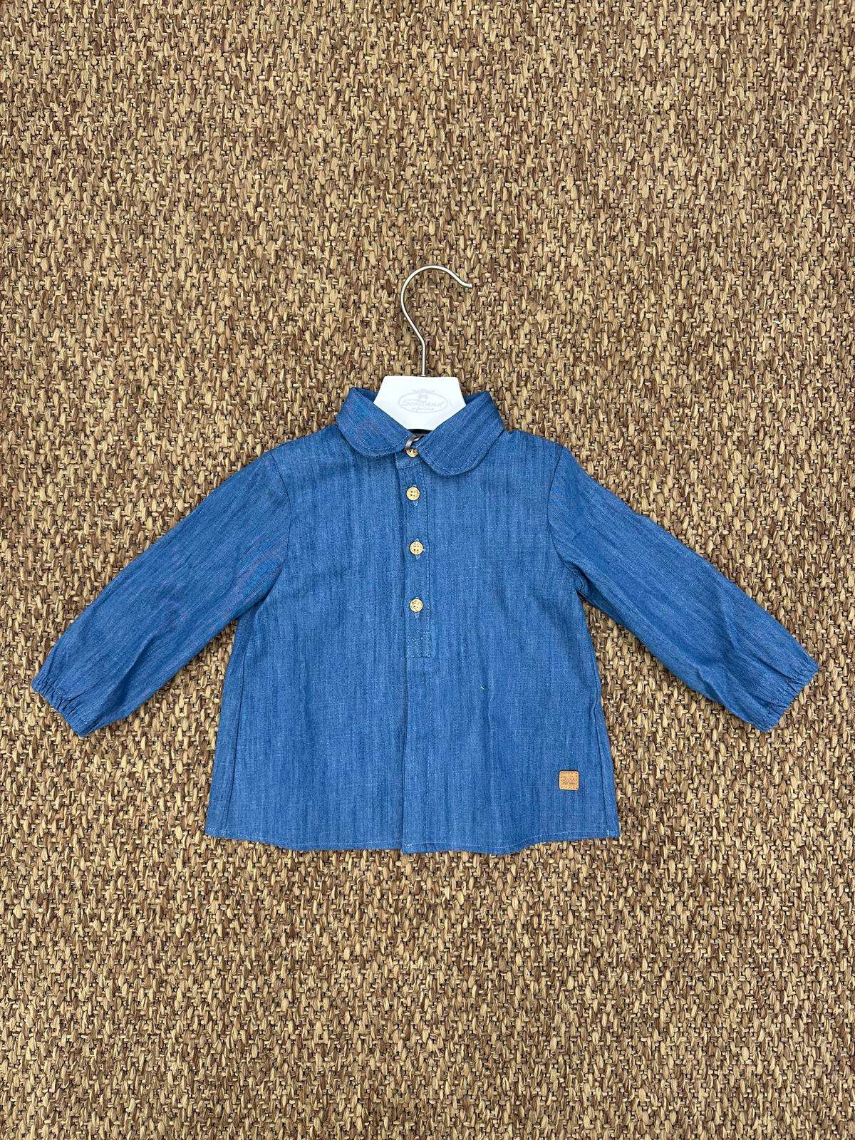 Camicia bambini in denim con colletto rotondo Jose Varon