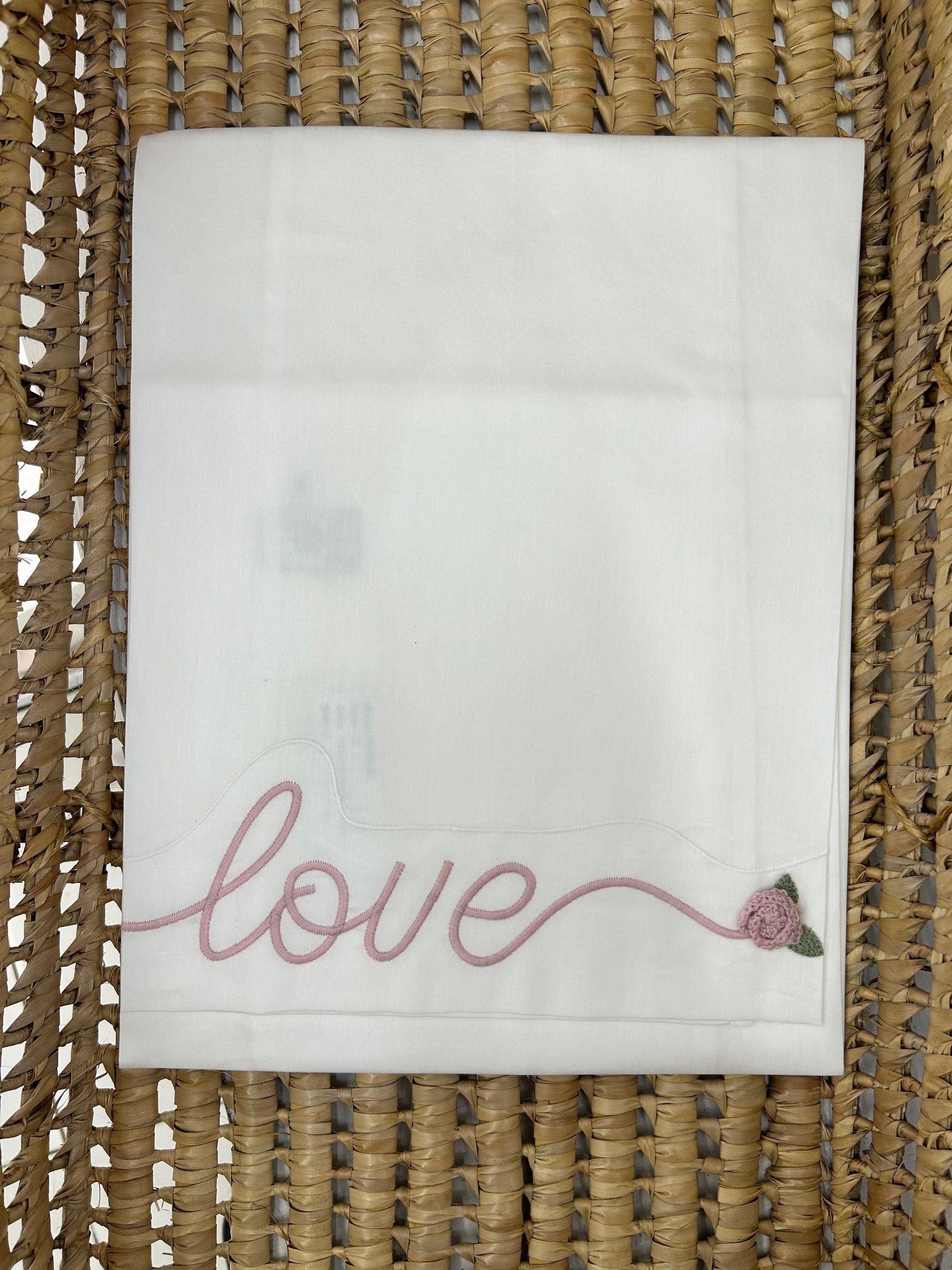 Lenzuolo culla ricamo Love Marlù
