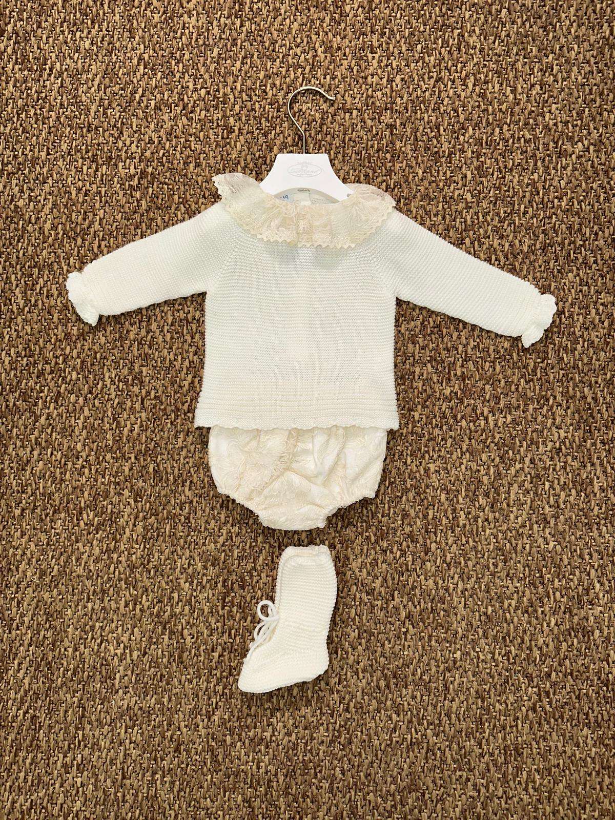 Completo neonata 2pz con dettagli in pizzo Juliana
