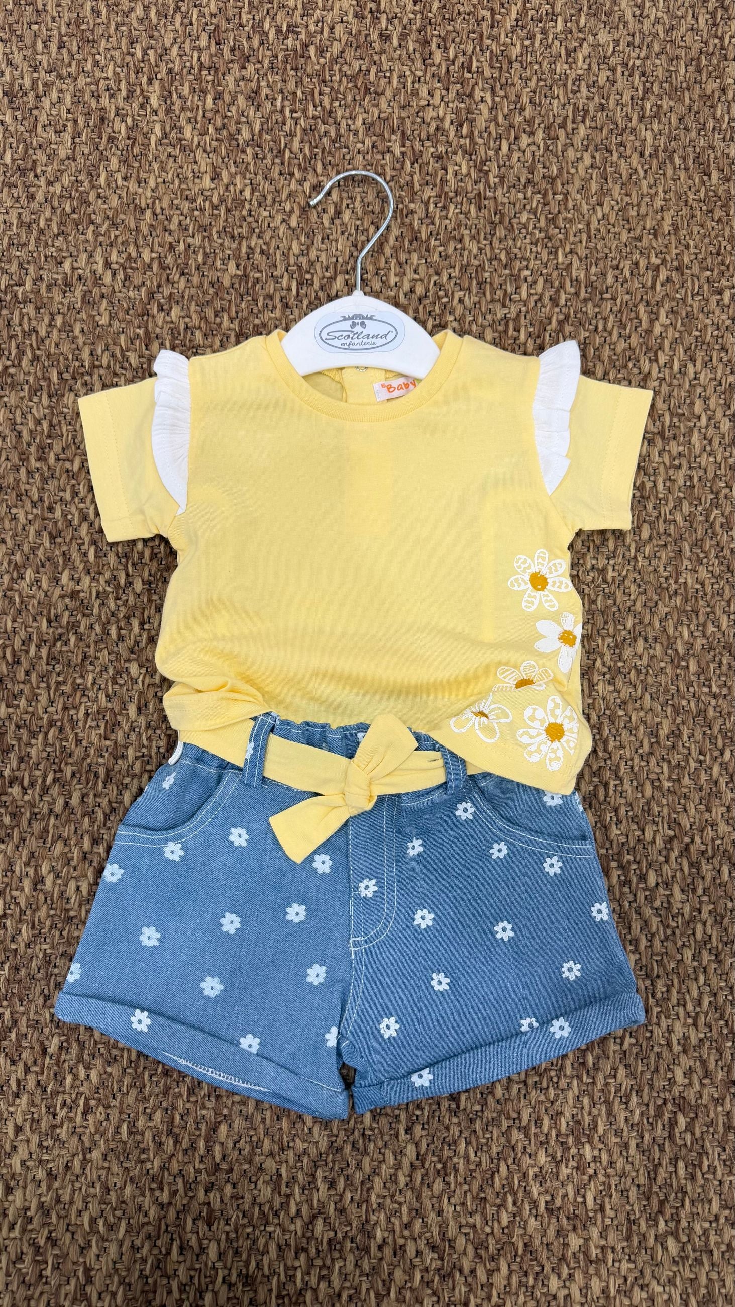 Completo bambina 2pz margherite con short in denim Baby Bol