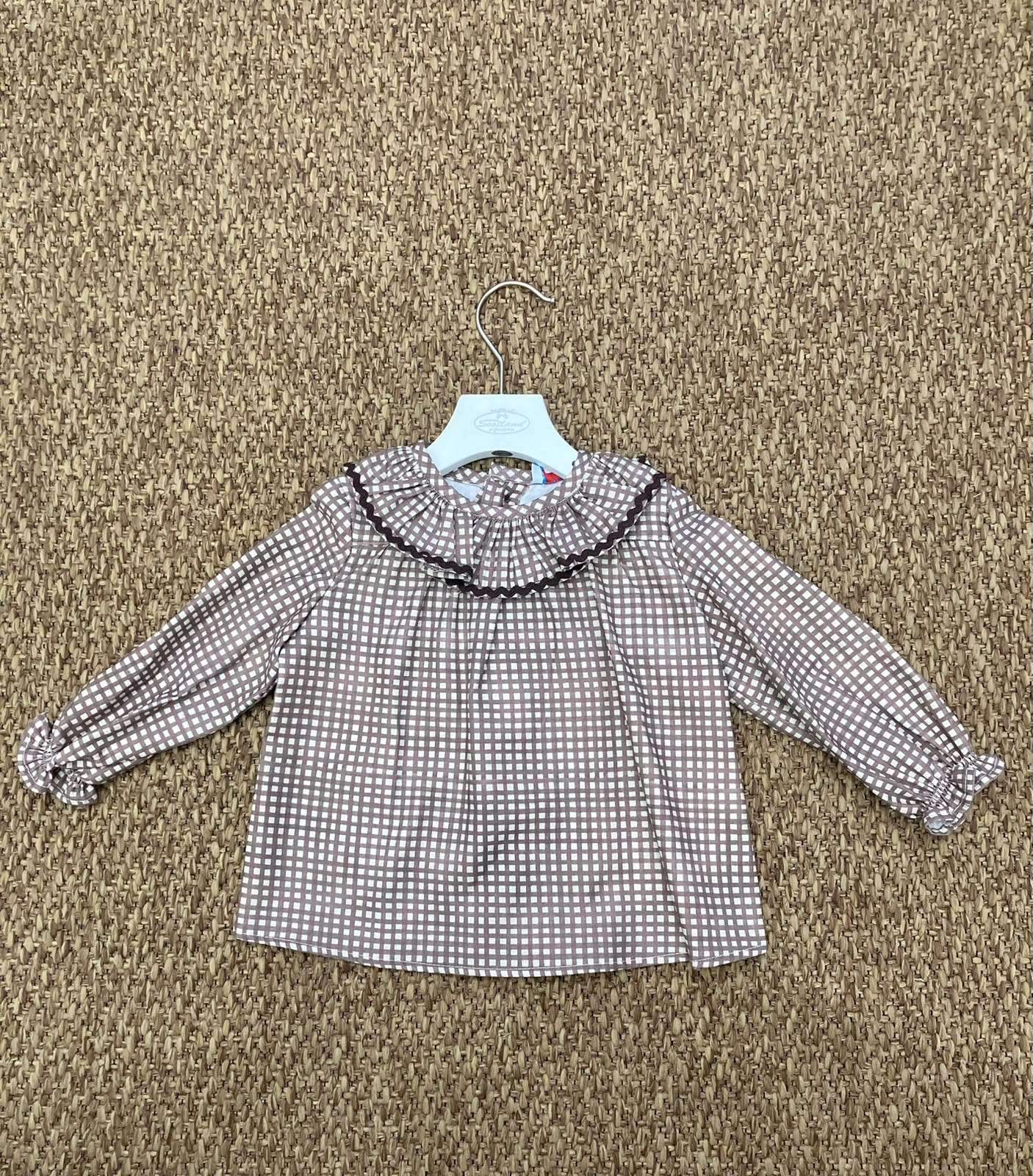 Culotte bambina a quadretti con collo volant Cocote