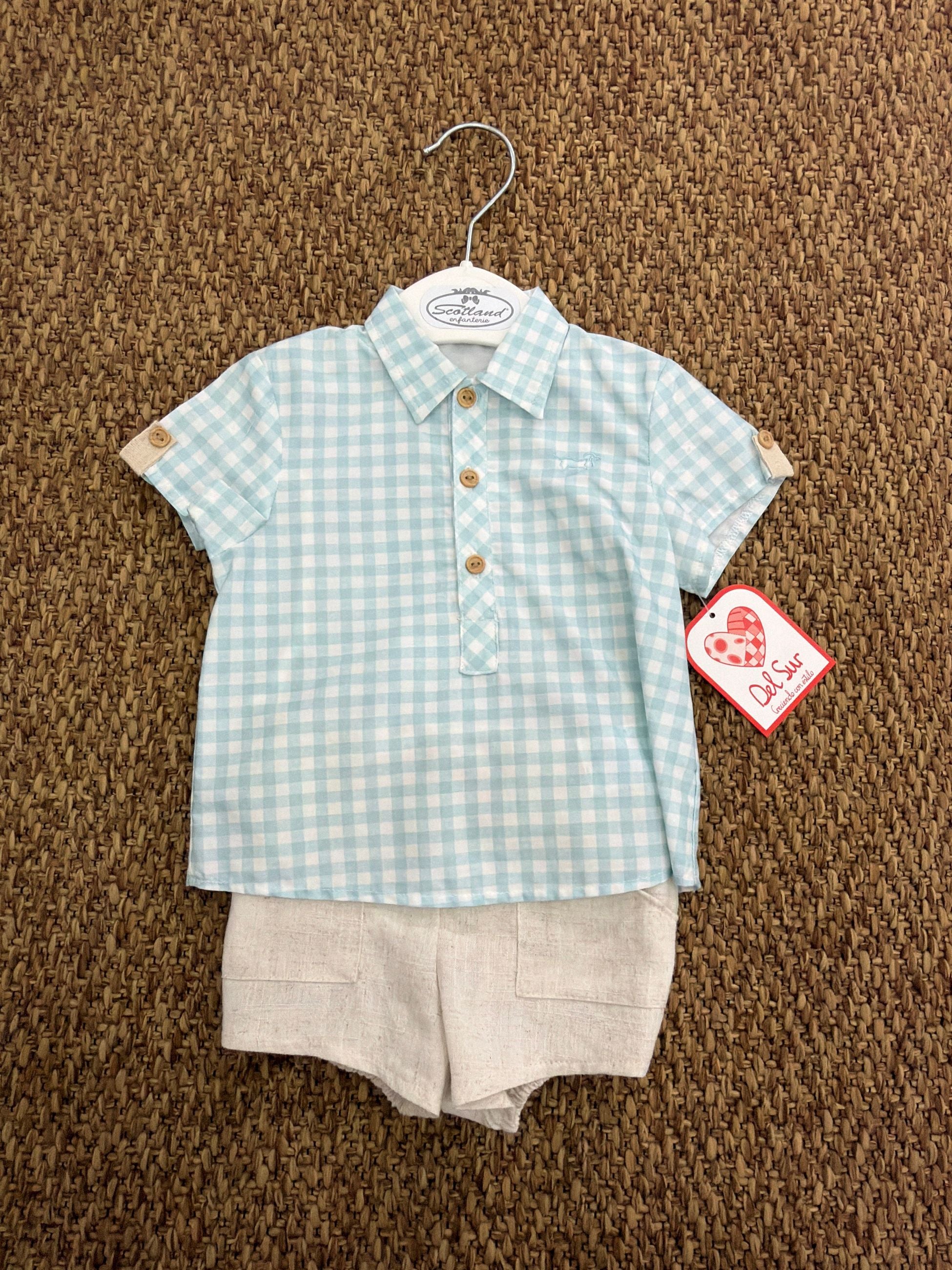 Completo bambino 2pz con camicia a quadretti Del Sur