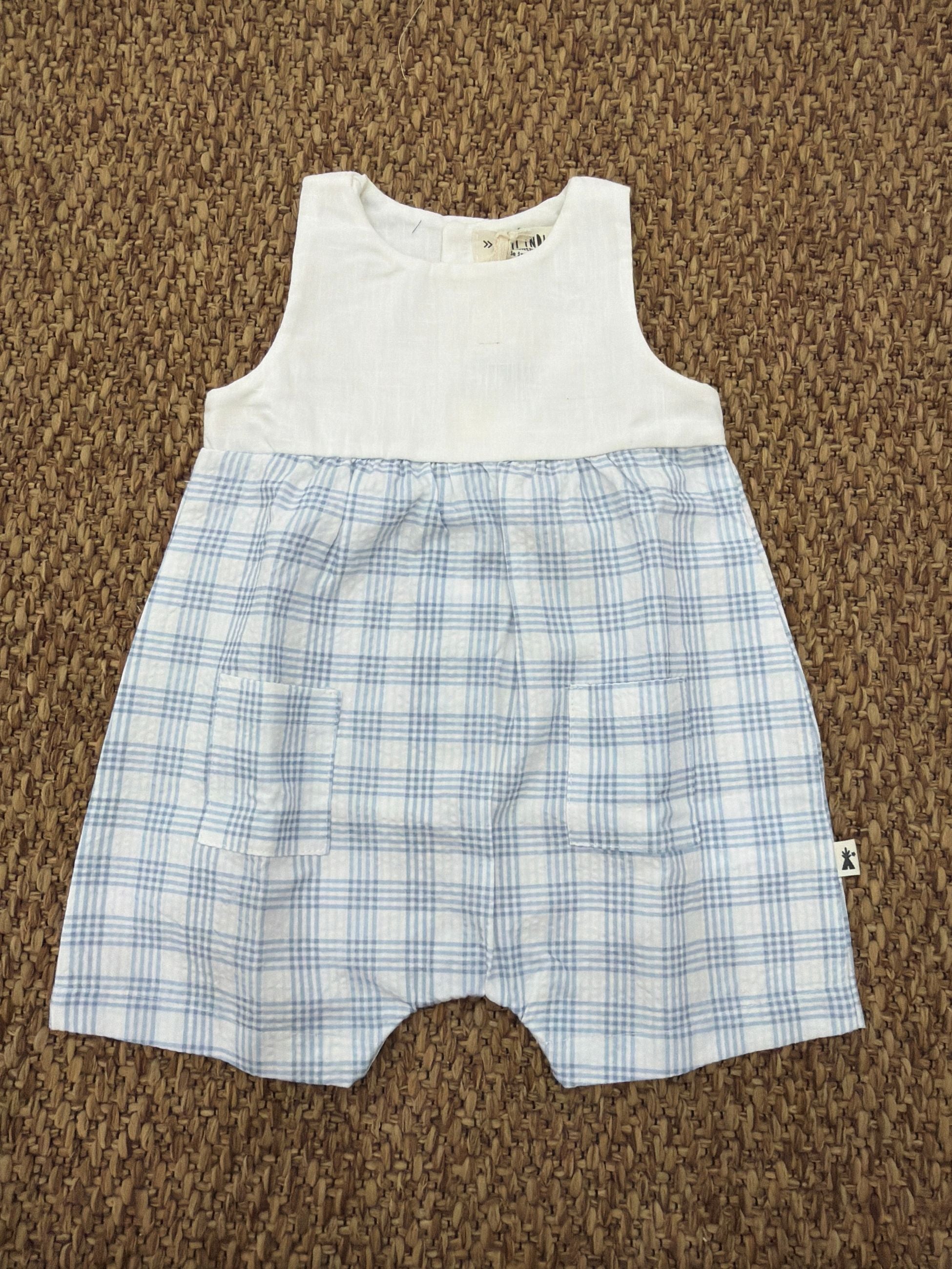 Salopette bimbi a quadretti Petit Indi