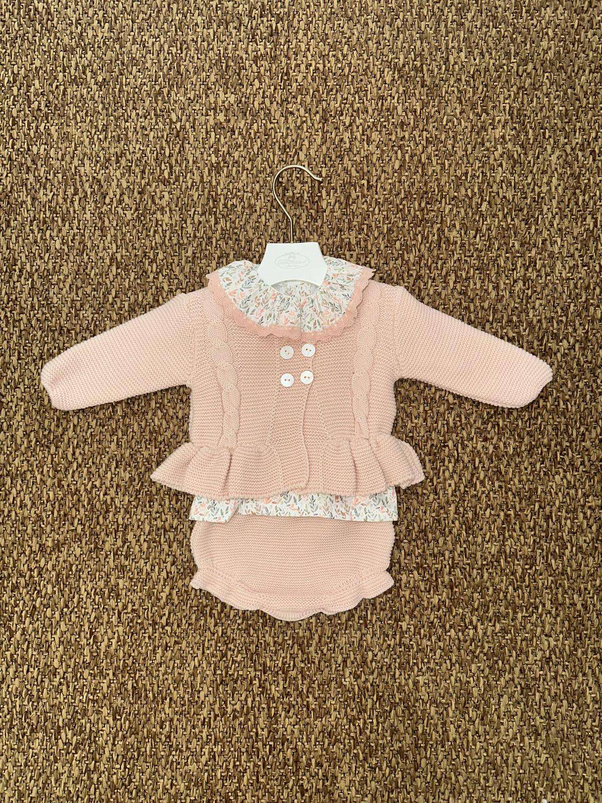 Completo neonata 3pz con dettagli in fiori