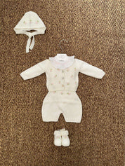 Completo neonati 2pz fiorellini con scarpine e cuffia Gughelino