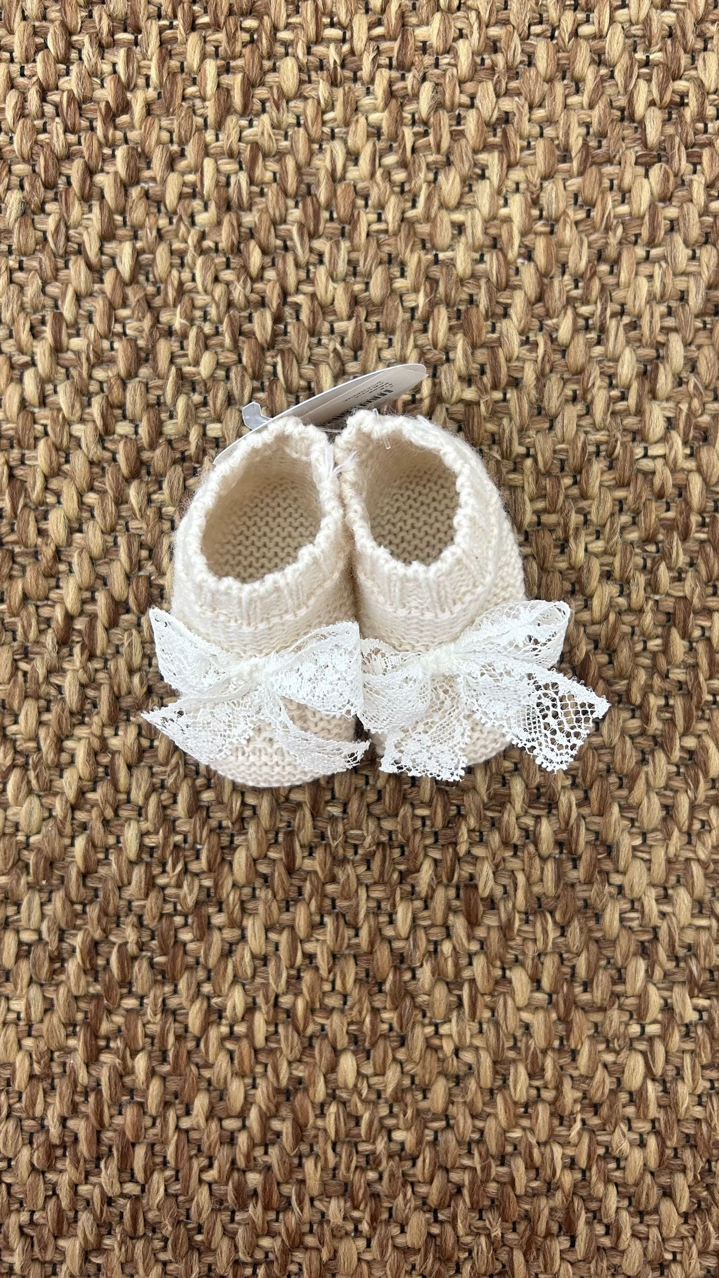 Babbucce neonata fiocco merletto Juliana