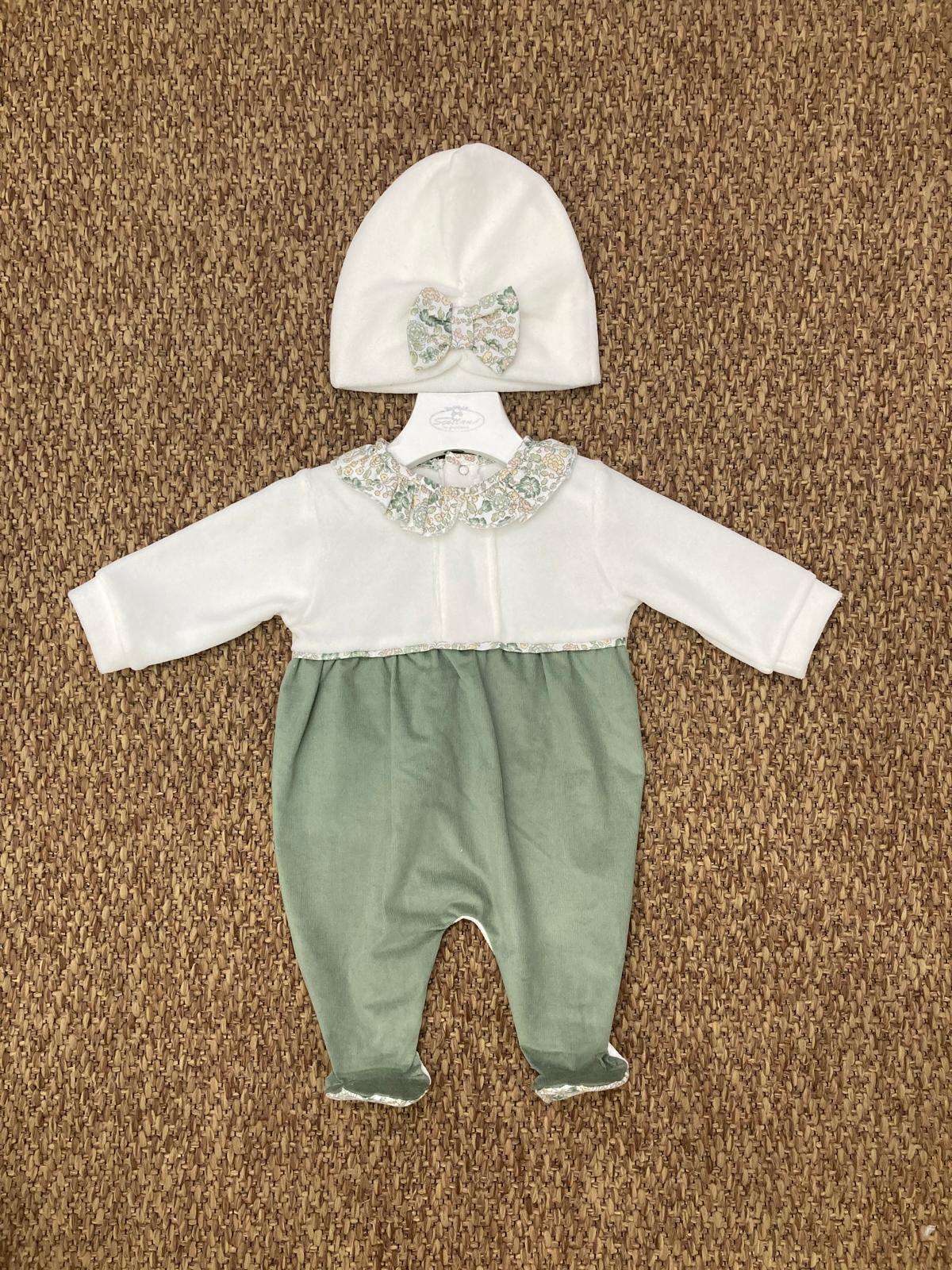 Tutina neonata dettagli floreali con cappellino Baby Vip