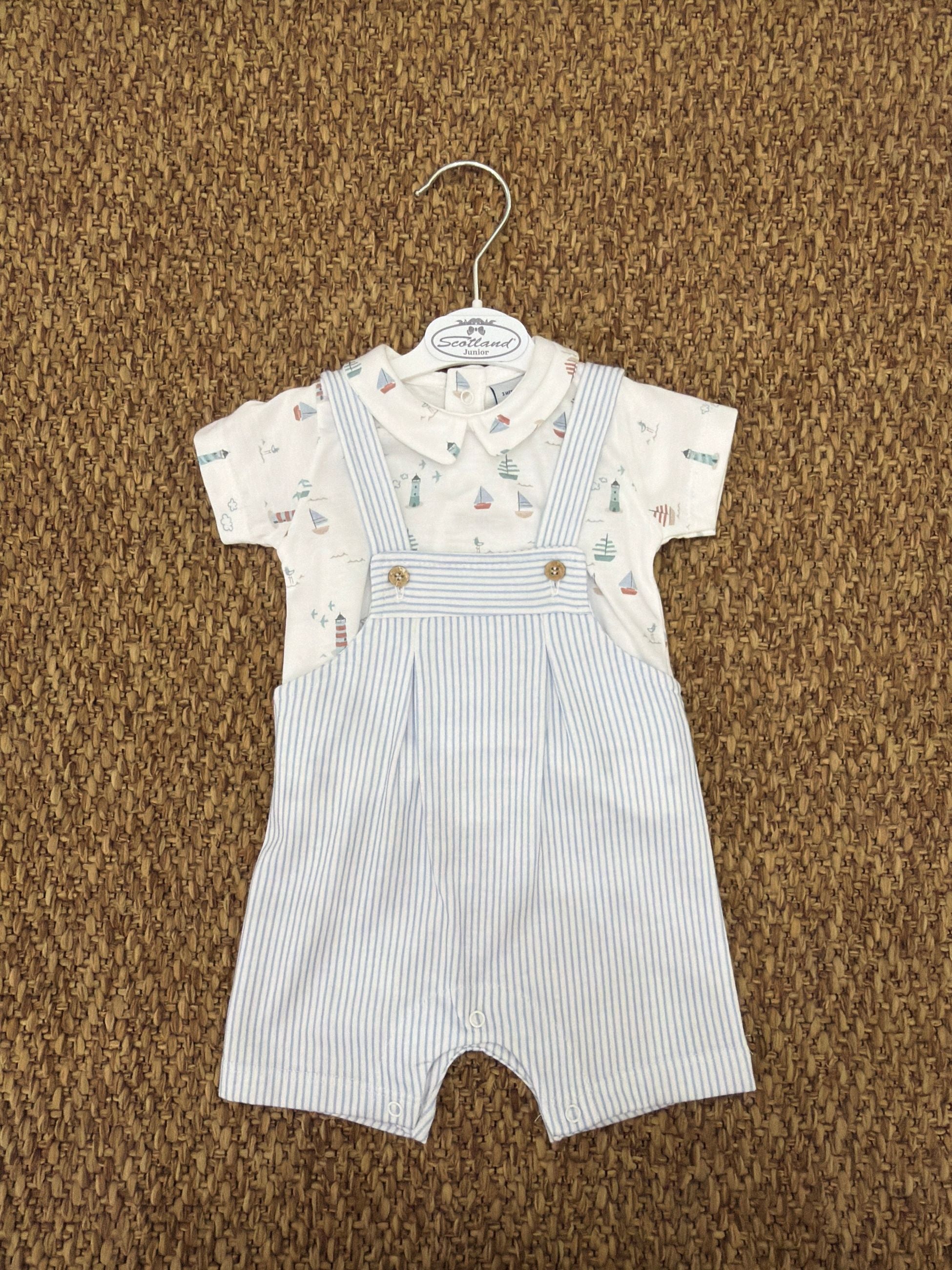 Completo neonato 2pz barchette e salopette Babidu