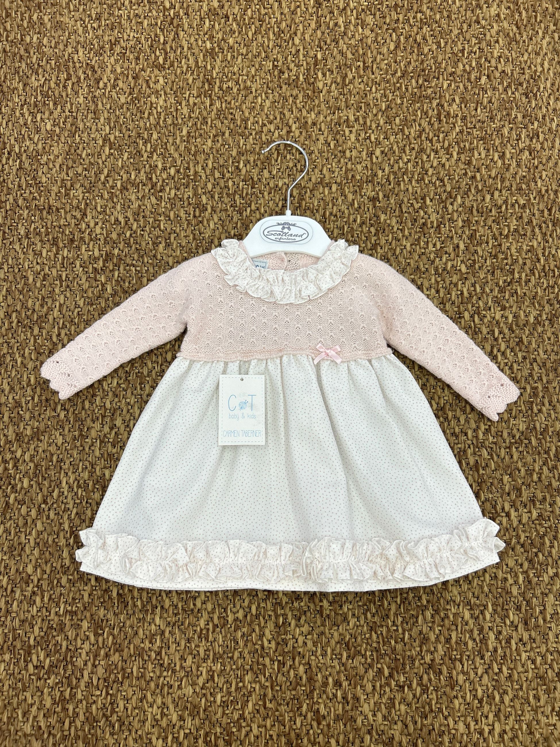 Abito bimba rosa con collo rouches Taberner