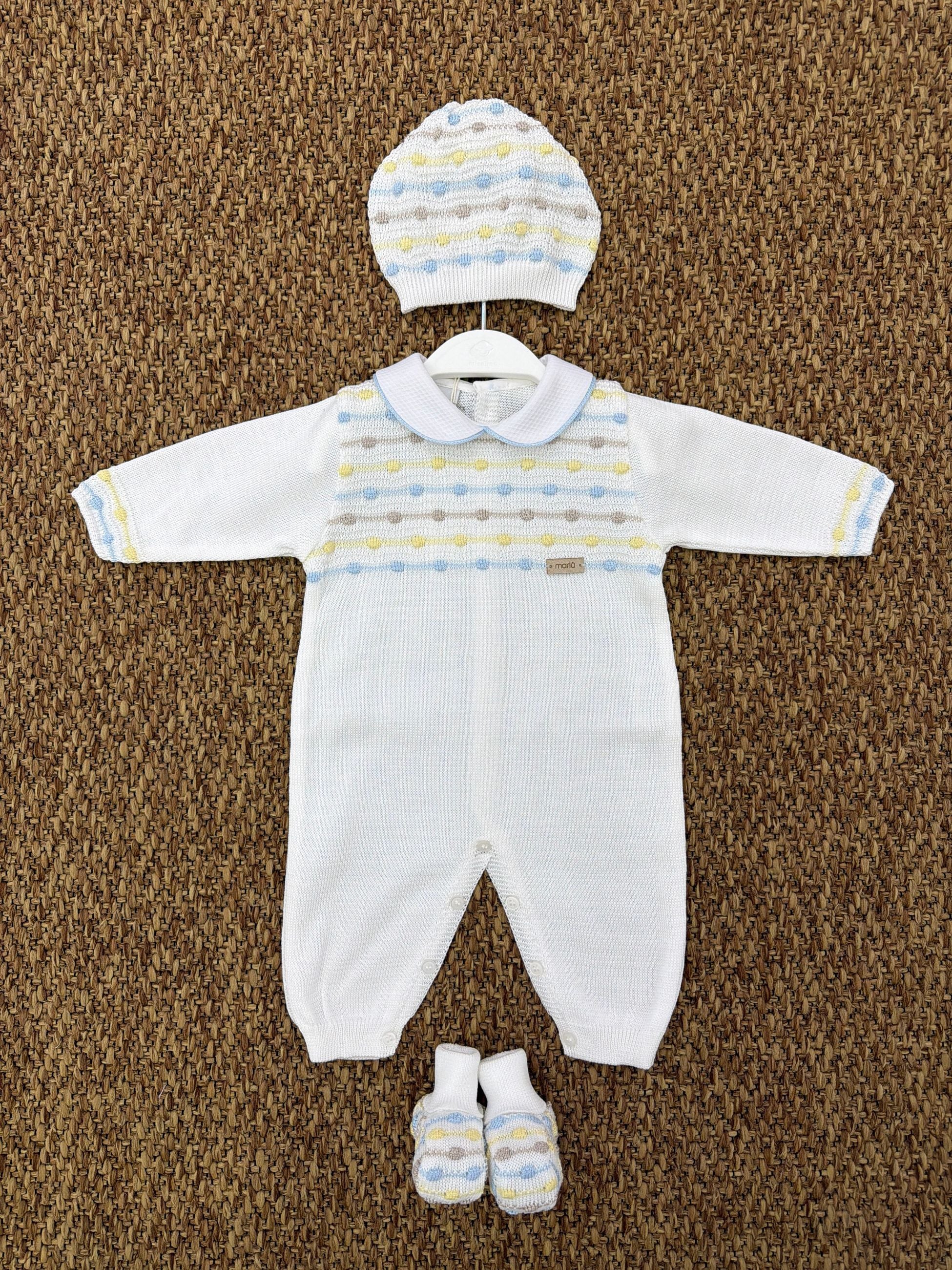 Tutina neonati con cappellino e scarpine a pois colorati Marlù