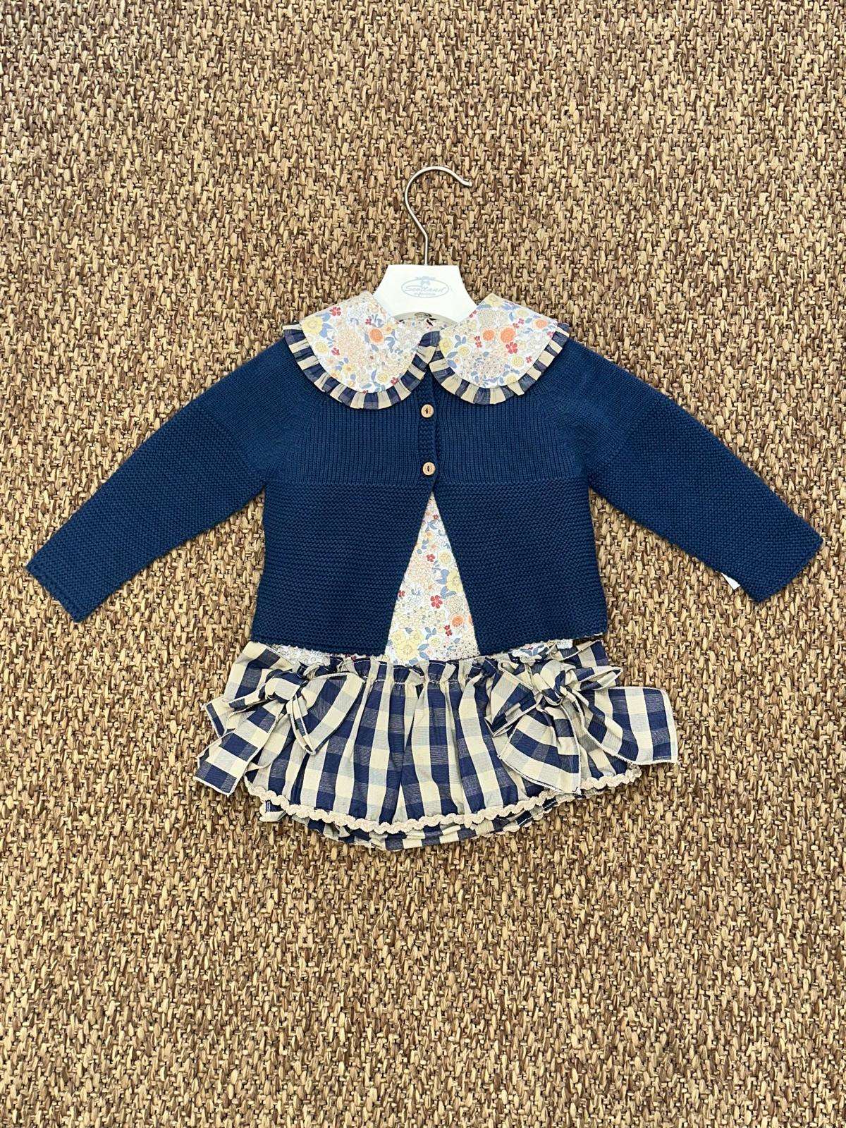 Completo bambina 3pz con dettagli a righ e fiori Yoedu