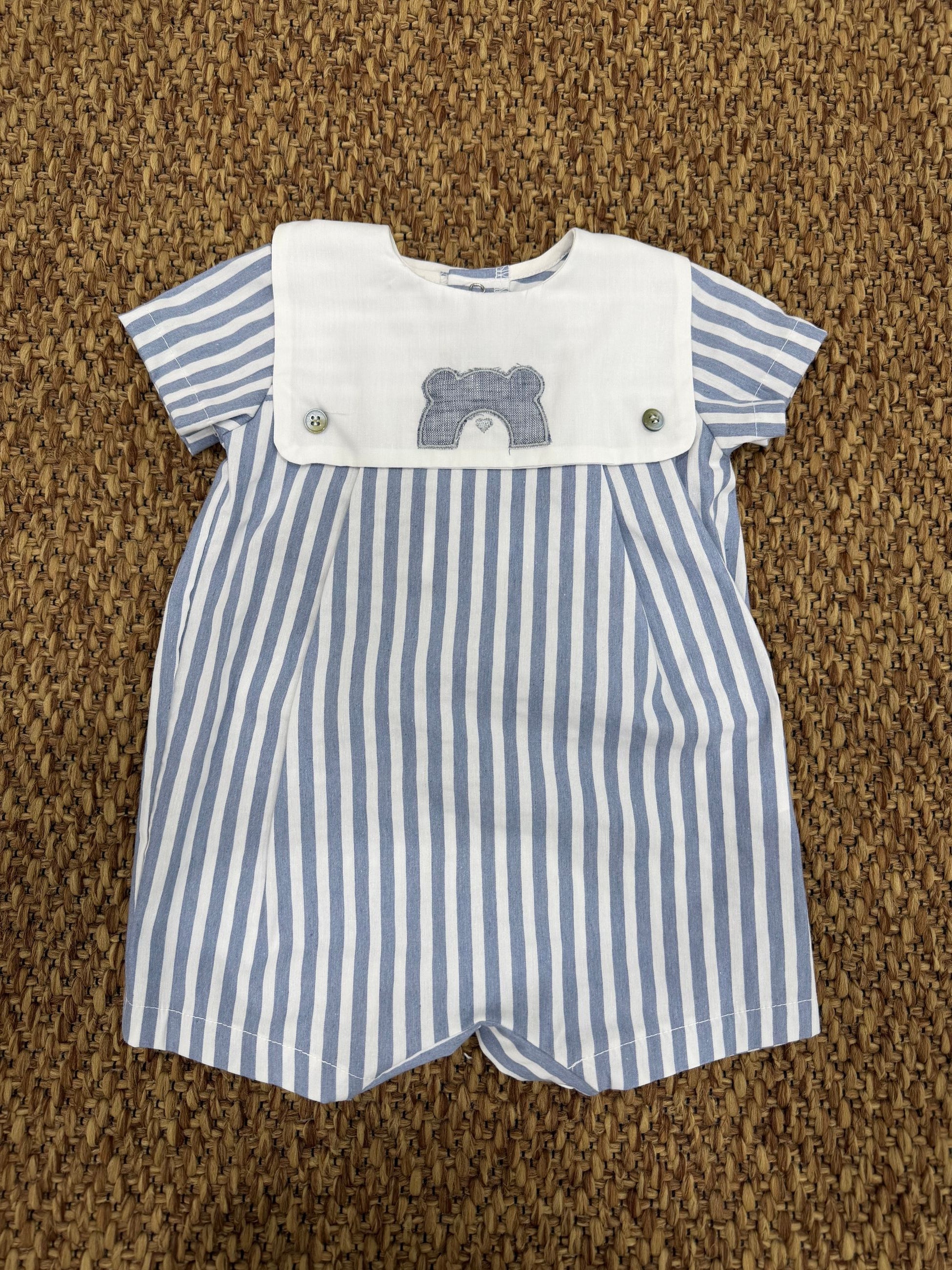 Pagliaccetto neonati a righe con orsetto Barcellino