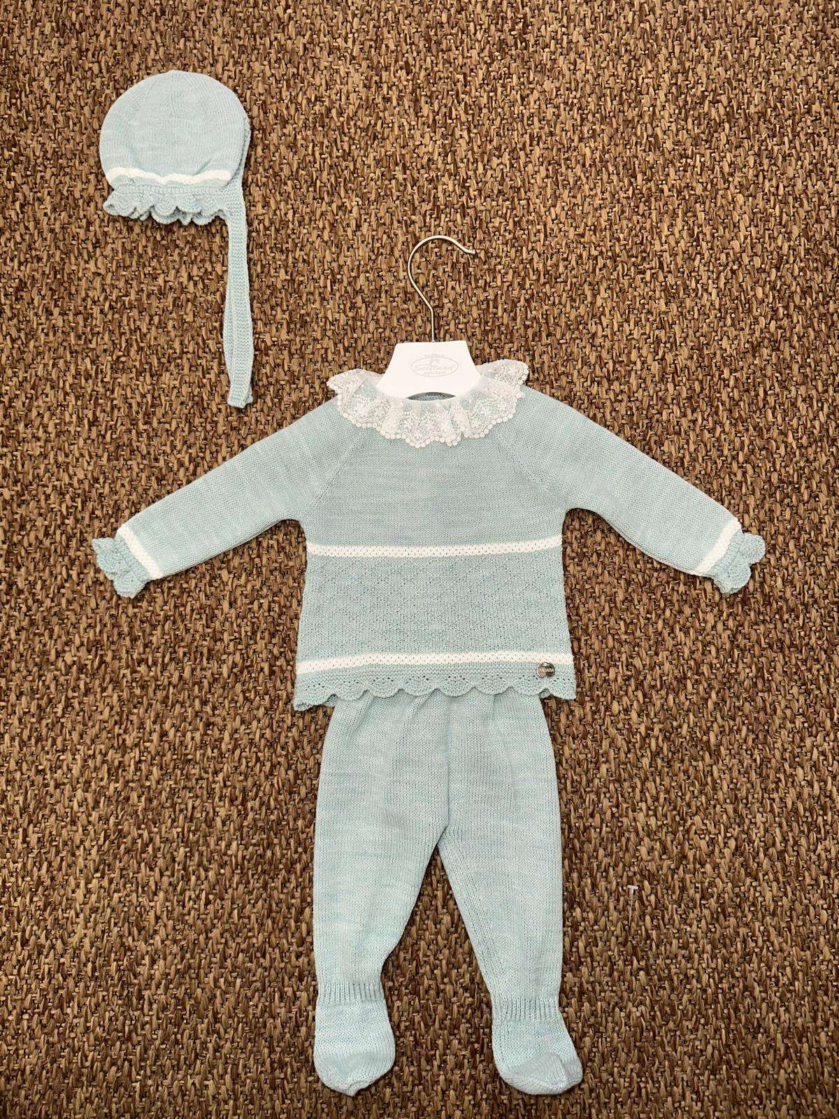 Completo neonata 2pz con collo in pizzo e cuffia Juliana